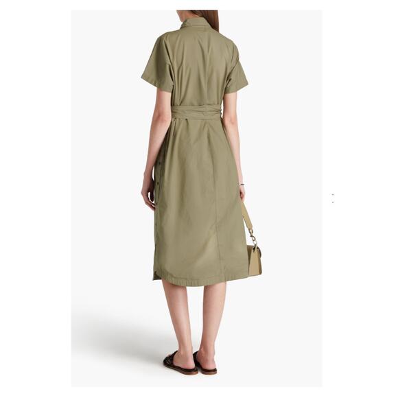 Derek Lam 10 Crosby Mikala Cotton-Poplin Midi Shirt Dress Oregano Size Large NWT - Picture 8 of 13